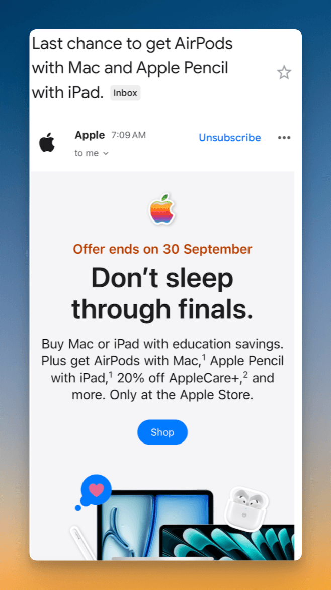 Post purchase emails