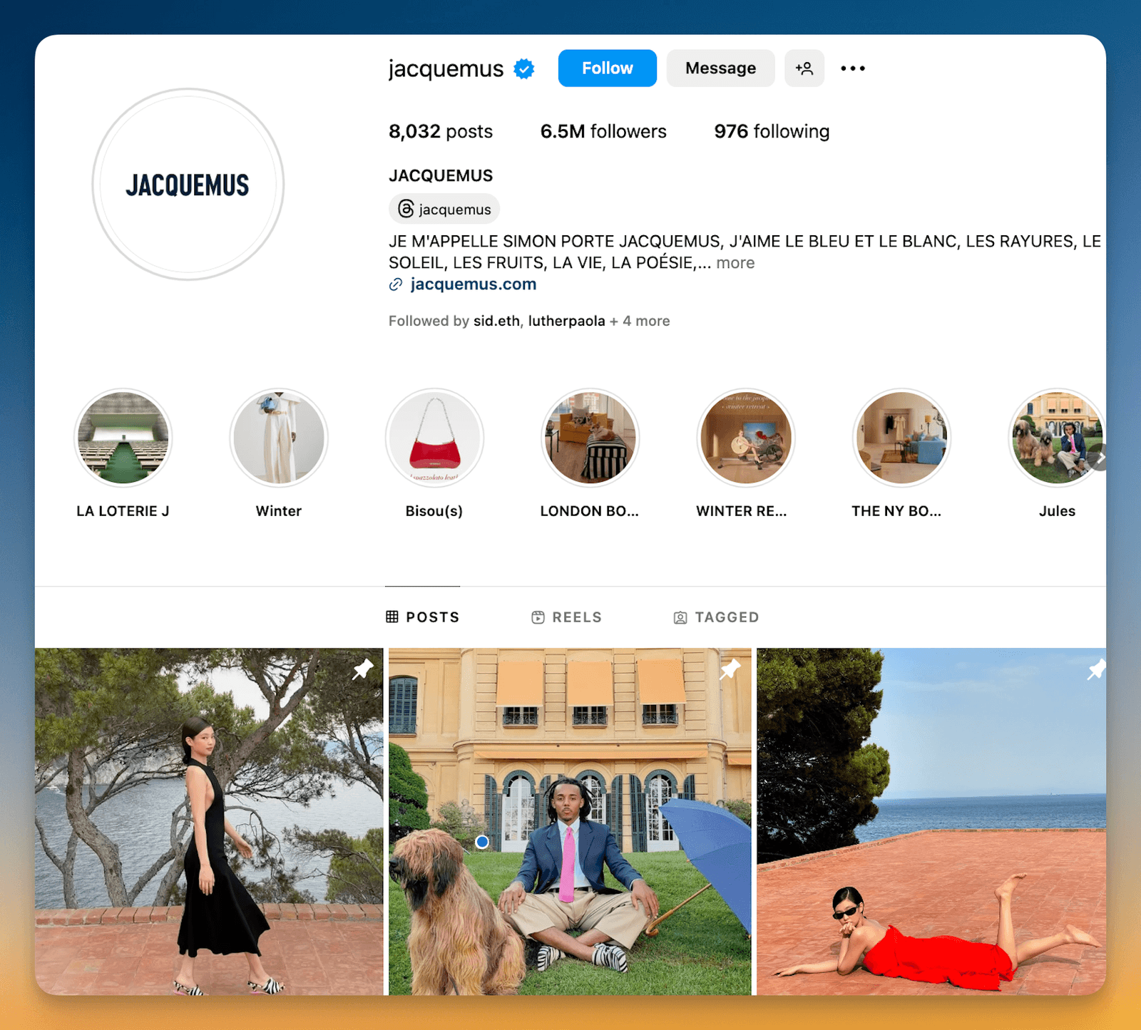 jacquemus social media