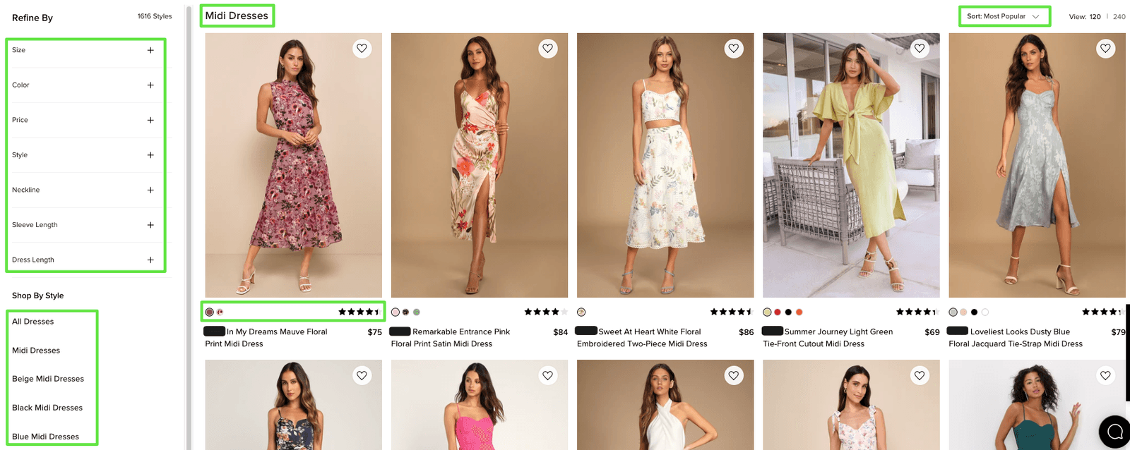Example of an optimized fashion e-commerce collection page